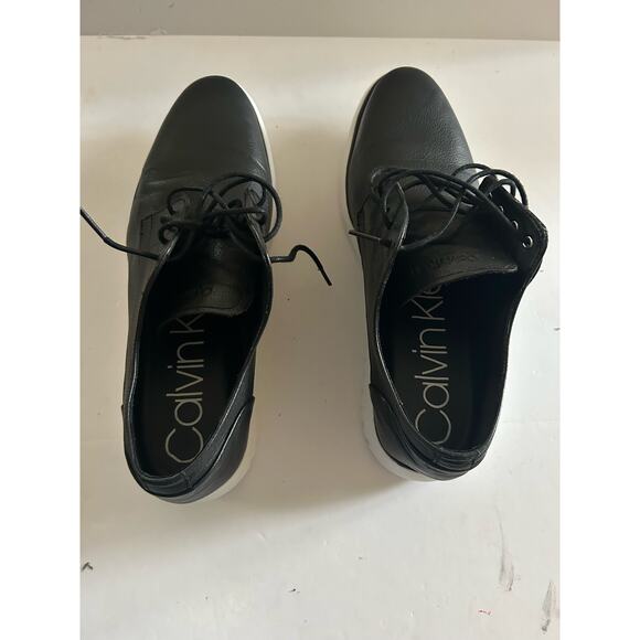 Calvin Klein TEODOR Soft Leather Shoes Dress Sneakers Black Size 13 Rtail $180 - Picture 3 of 8